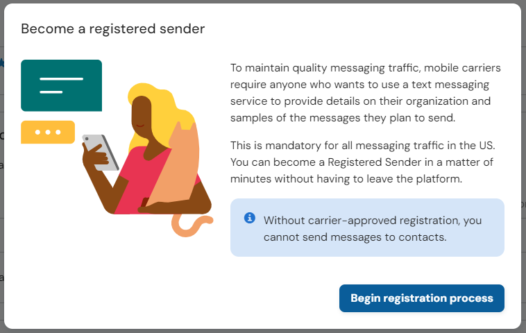 Screenshot showing the registration modal.
